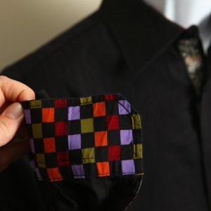 Men's Black Checkered Casual Button Down Shirt